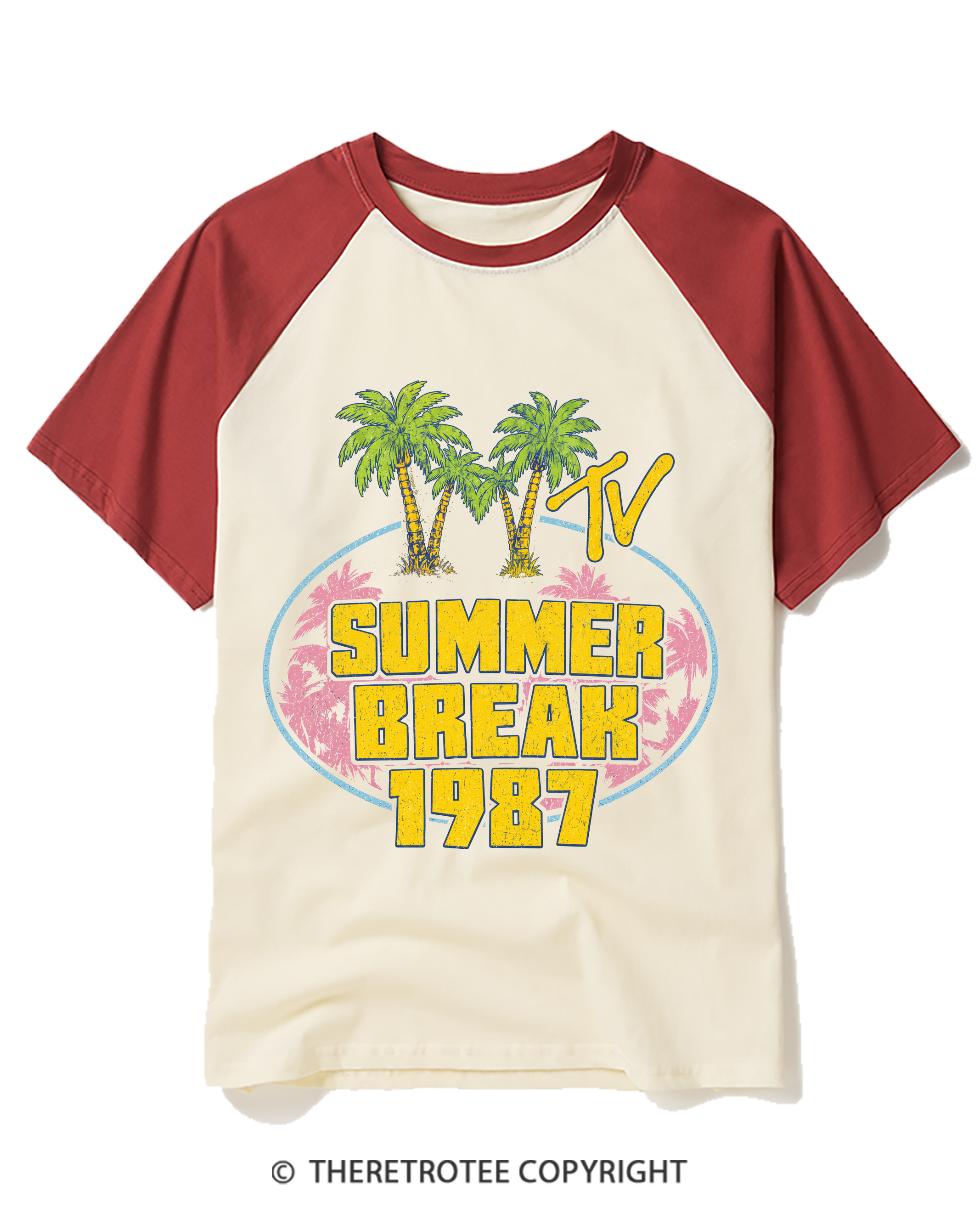 TheRetroTee Summer Break 1987 Raglan Baseball T-Shirt