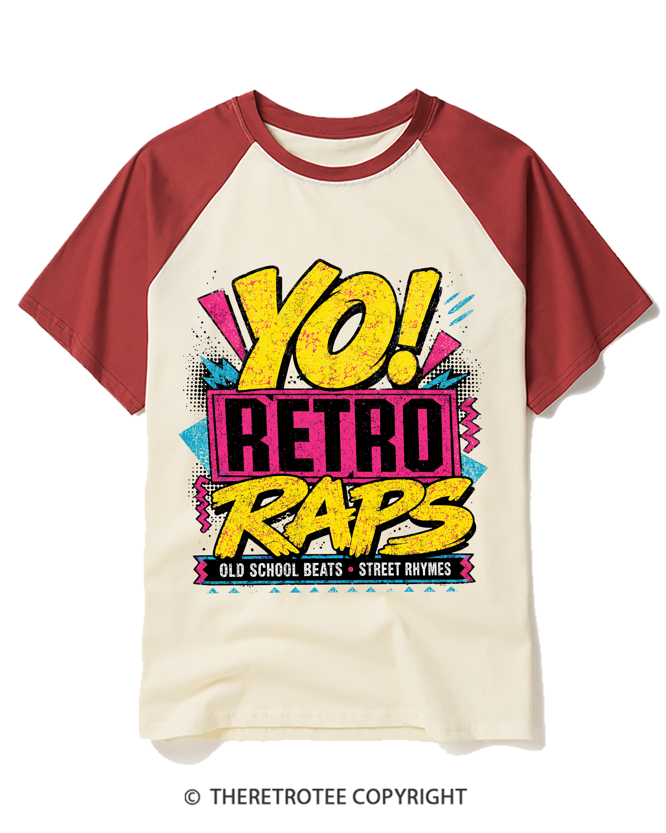 TheRetroTee Yo! Retro raps, Real Rhymes Raglan Baseball T-Shirt
