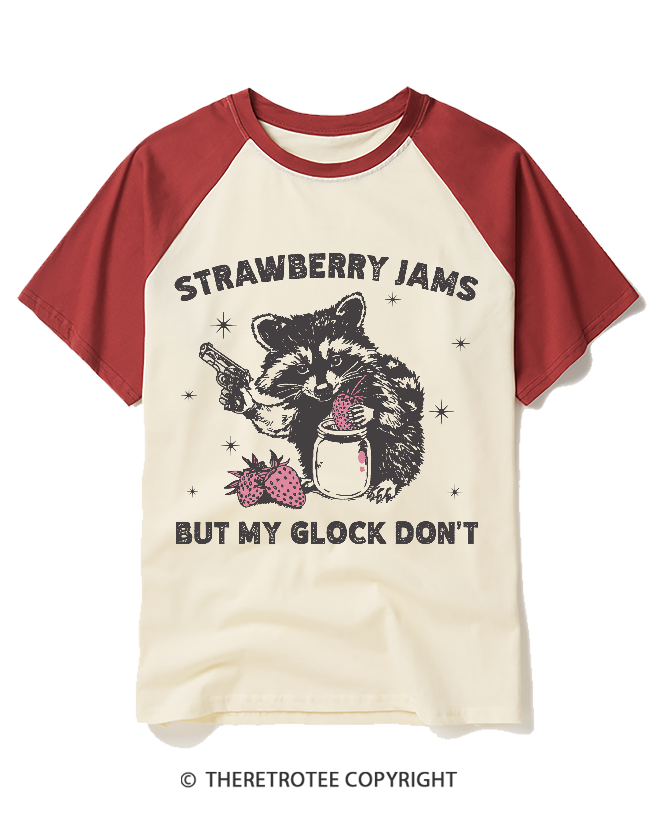 TheRetroTee Strawberry Jams Raglan Baseball T-Shirt