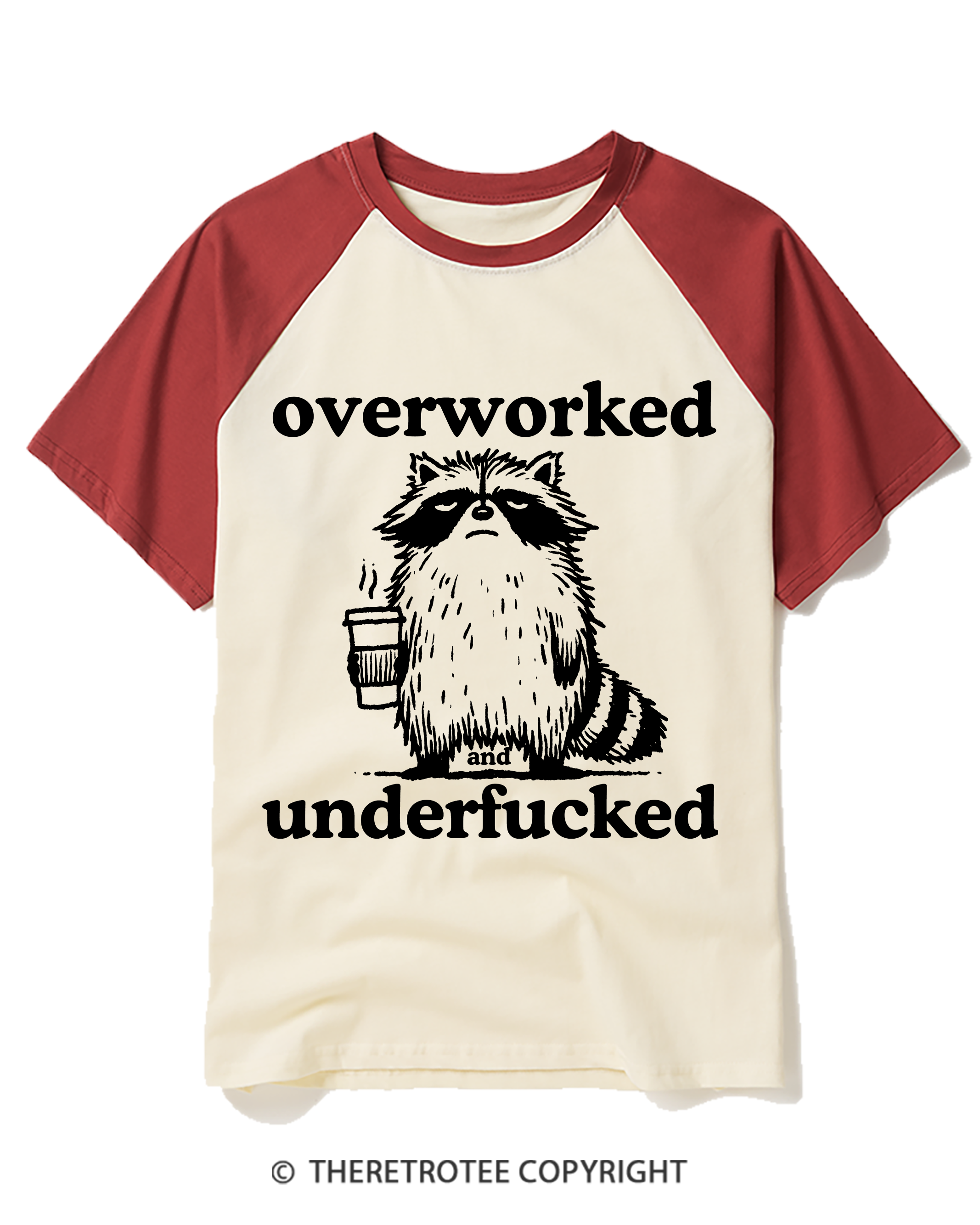 TheRetroTee Overworked And Underfucked Raglan Baseball T-Shirt