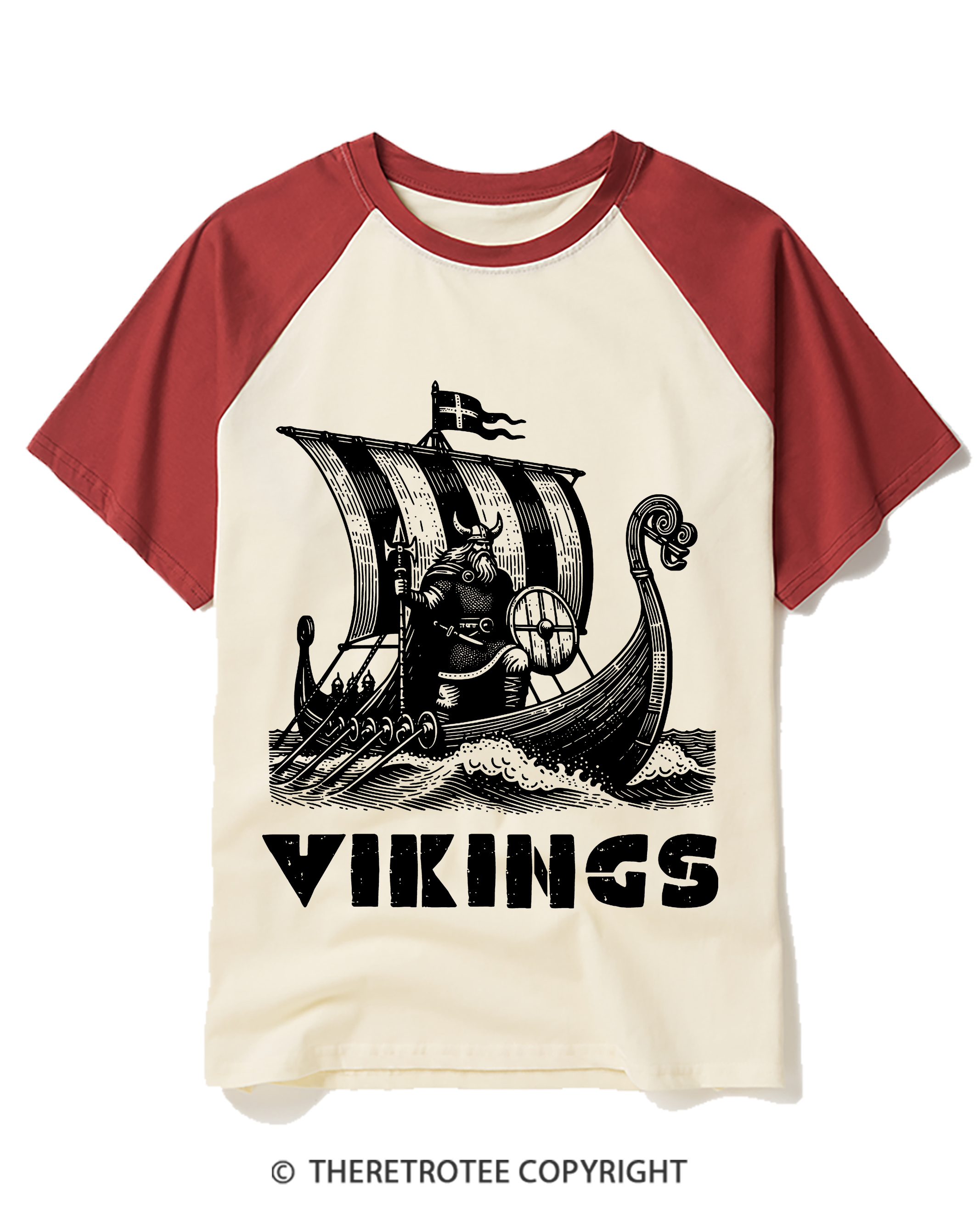 TheRetroTee Vikings Raglan Baseball T-Shirt