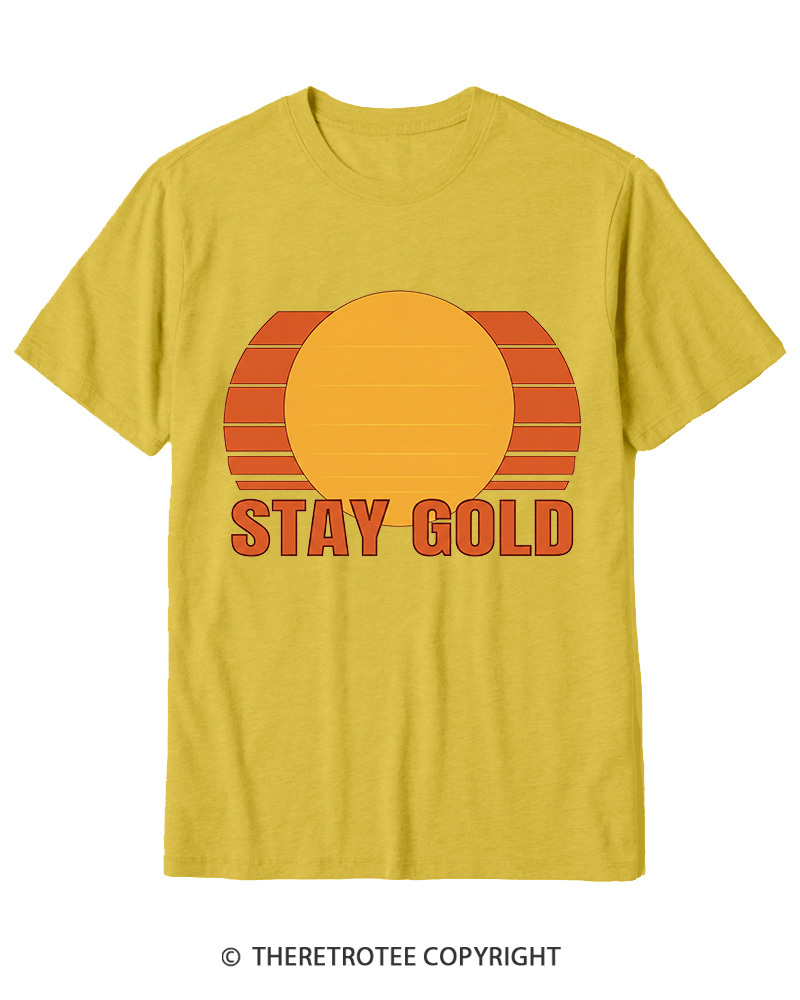TheRetroTee Stay Gold 1980s Cotton T-Shirt