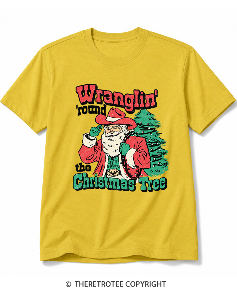 TheRetroTee Santa Wranglin Around 1970s Cotton T-Shirt