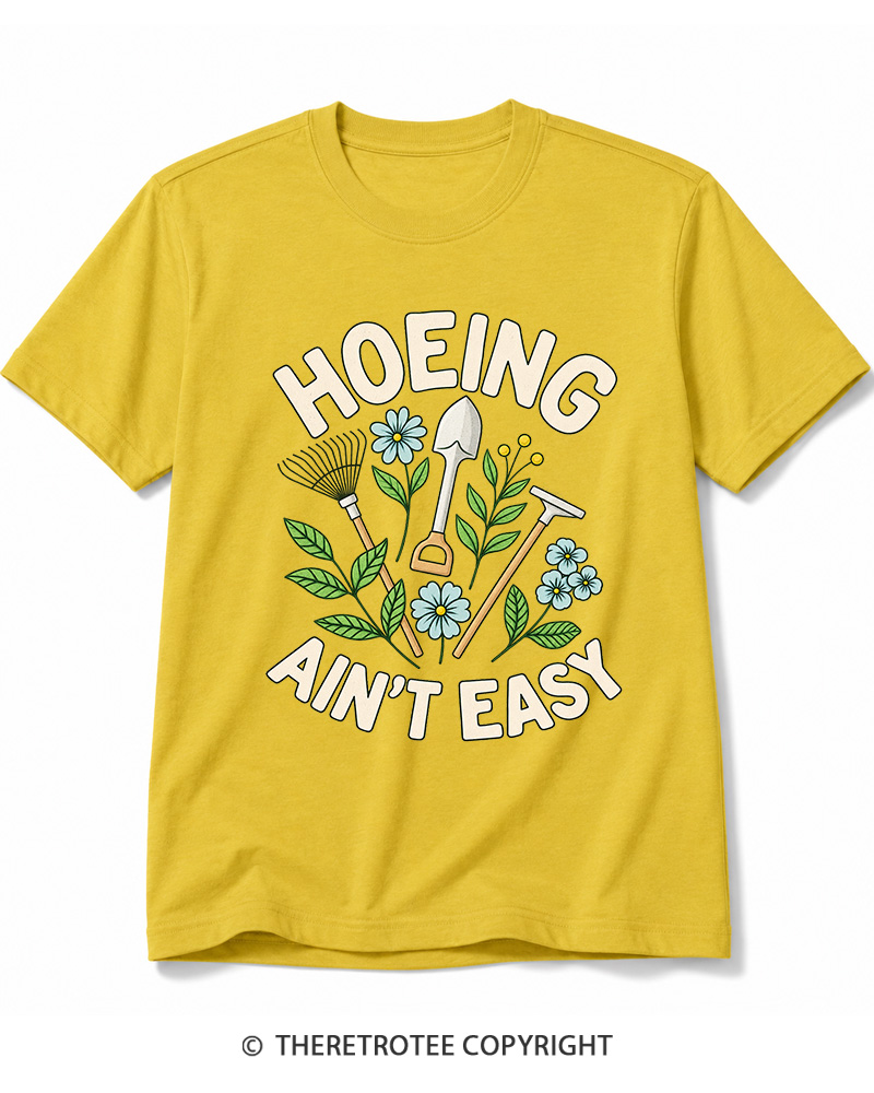 TheRetroTee Hoeing Ain’t Easy 1970s Cotton T-Shirt