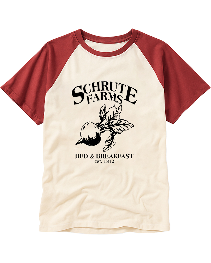 TheRetroTee Beetwood Acres Family Farm Raglan Baseball T-Shirt