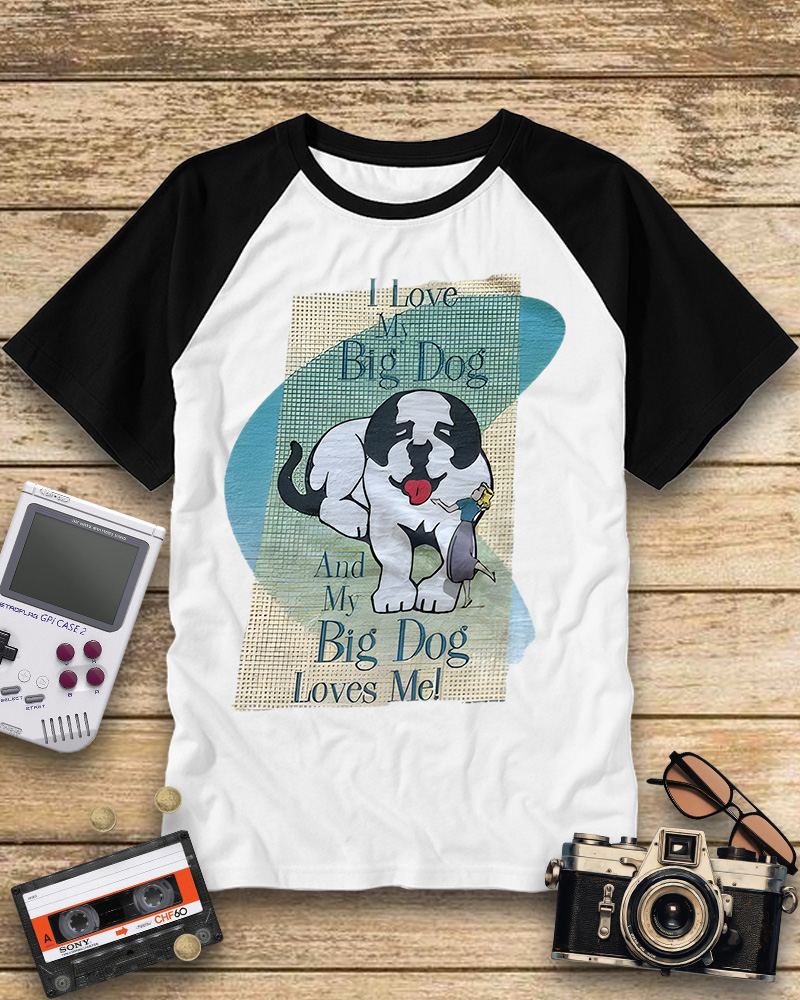 TheRetroTee Vintage Big Dogs Raglan Baseball T-Shirt