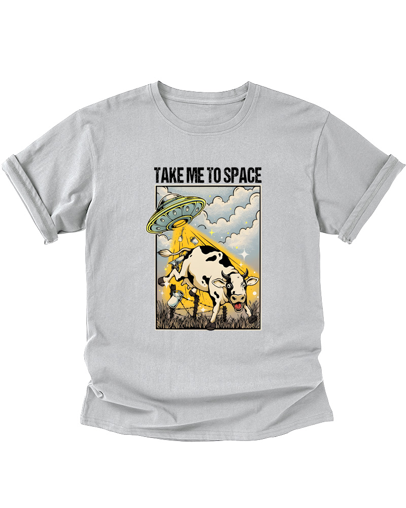 TheRetroTee Take Me To Space Cow Abduction 1950s Kids T-Shirt