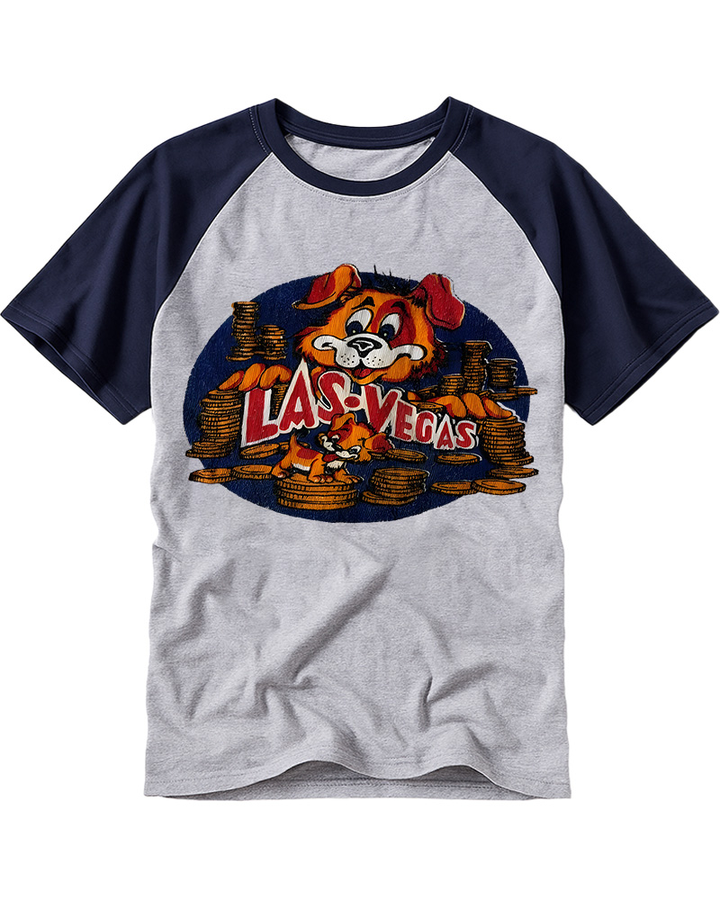 TheRetroTee 60s Las Vegas Dog Raglan Baseball T-Shirt