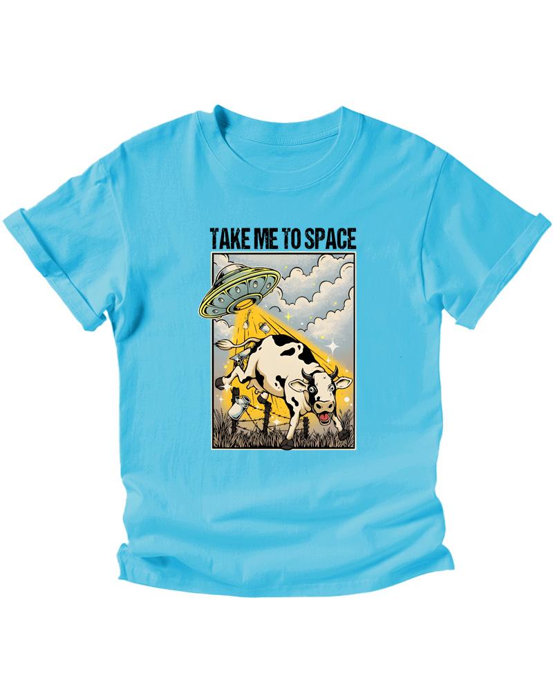 TheRetroTee Take Me To Space Cow Abduction 1950s Kids T-Shirt