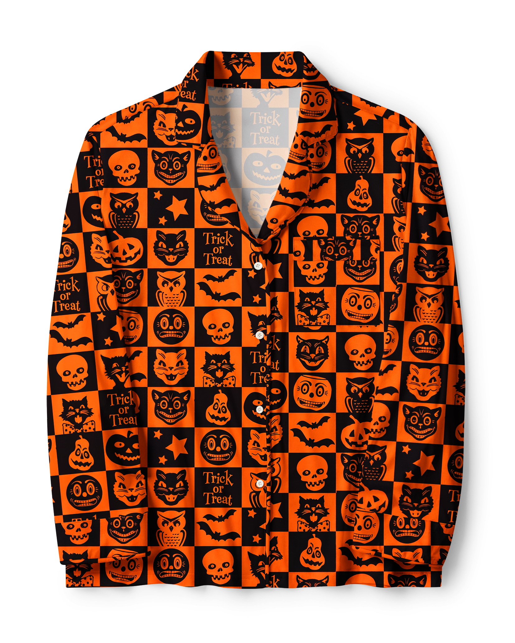 TheRetroTee Retro Checker Halloween Silhouette Vintage Pajama Set