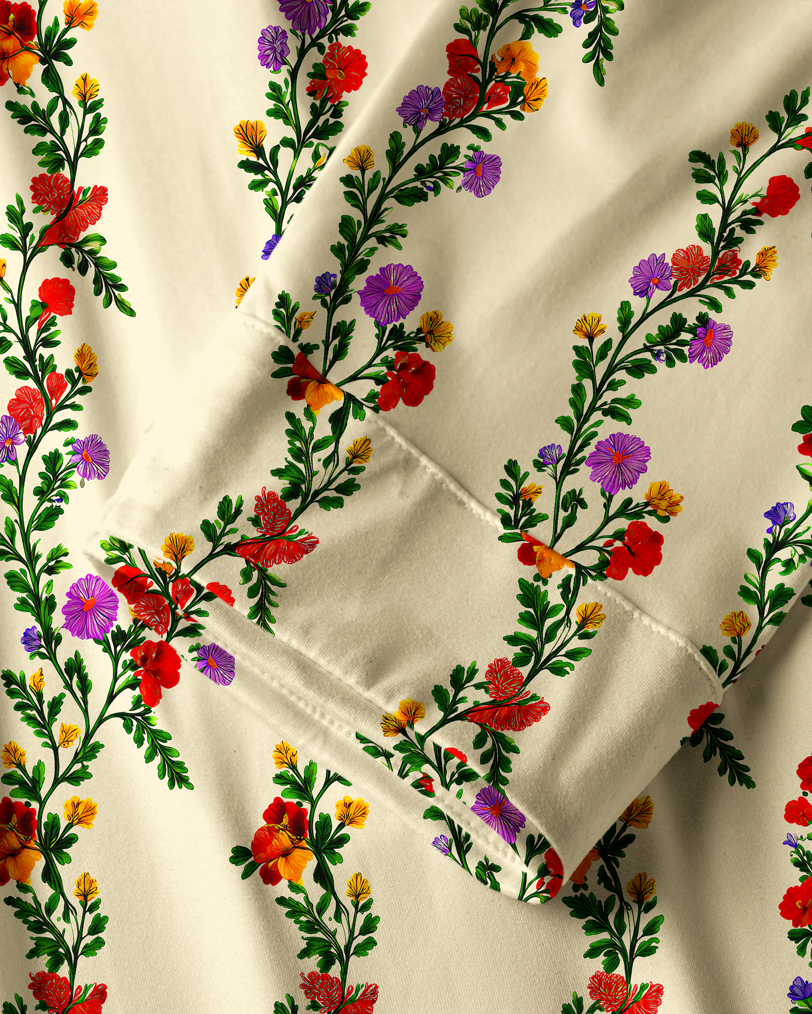 TheRetroTee Folk Vertical Floral Vintage Pajama Set
