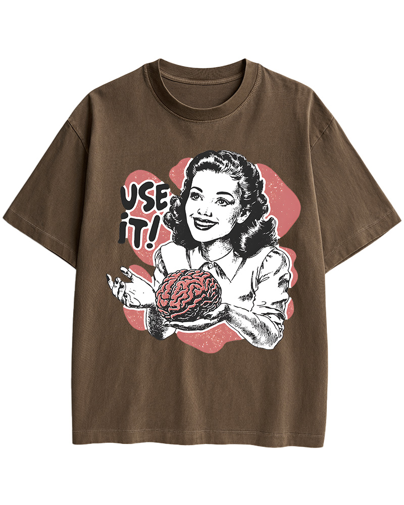 TheRetroTee Use Your Brain Sarcastic 1950s Cotton T-Shirt