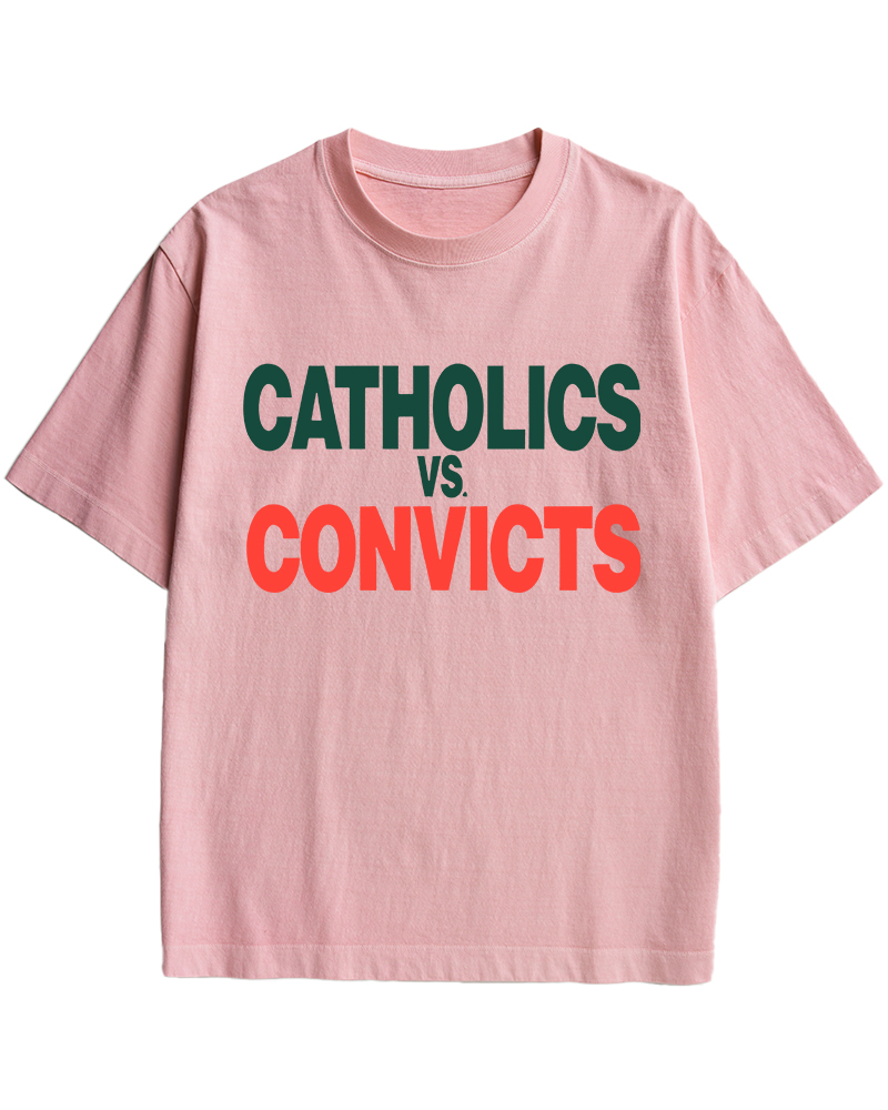 TheRetroTee Catholics vs Convicts 1980s Cotton T-Shirt