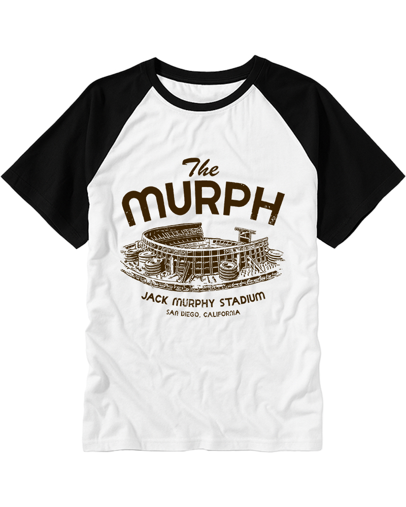 TheRetroTee Jack Murphy Stadium Raglan Baseball T-Shirt