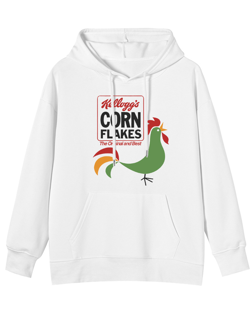 TheRetroTee Kellogg's Corn Flakes Cereal Rooster 1960s Cotton Hoodie