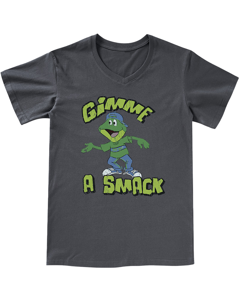 TheRetroTee Gimme A Smack Soft Adult 1970s V-neck T-Shirt