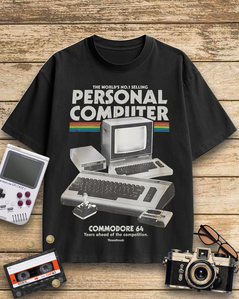 TheRetroTee Commodore 64 1980s Cotton T-Shirt