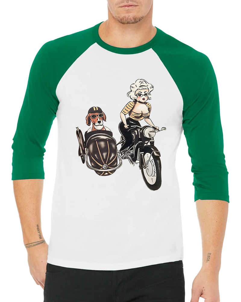TheRetroTee On The Road Fitted 1950s Long Sleeve Raglan T-Shirt