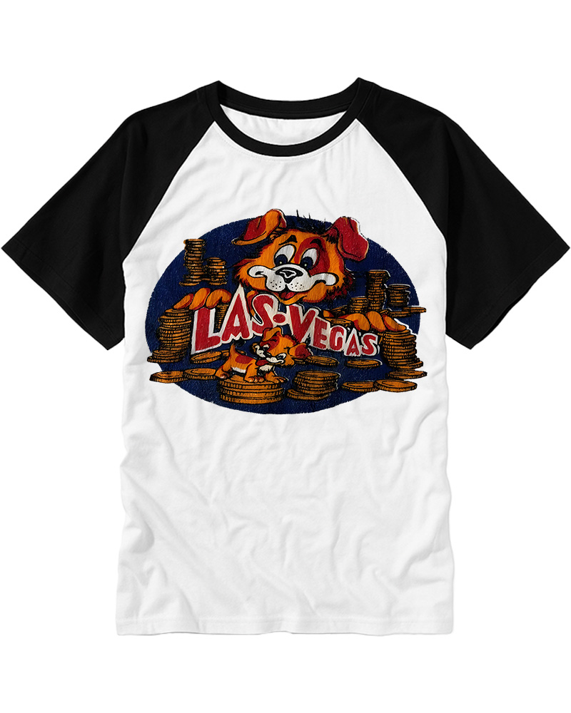TheRetroTee 60s Las Vegas Dog Raglan Baseball T-Shirt