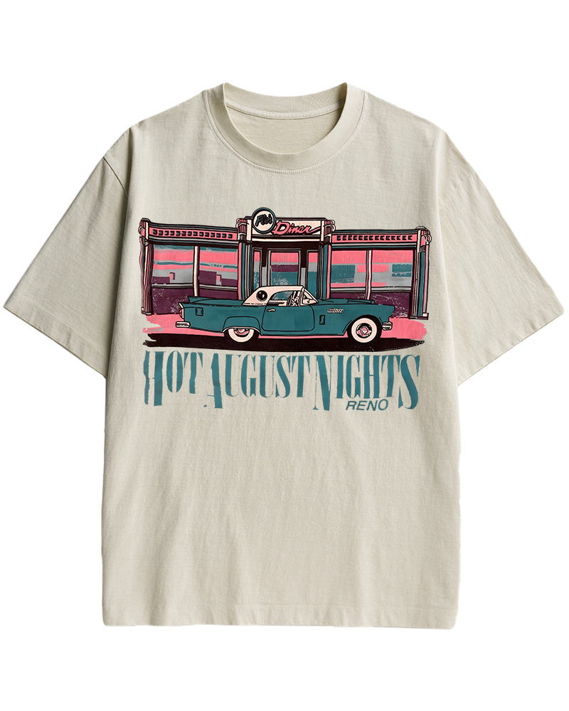 TheRetroTee Hot August Nights Reno Diner Vintage Cotton T-Shirt