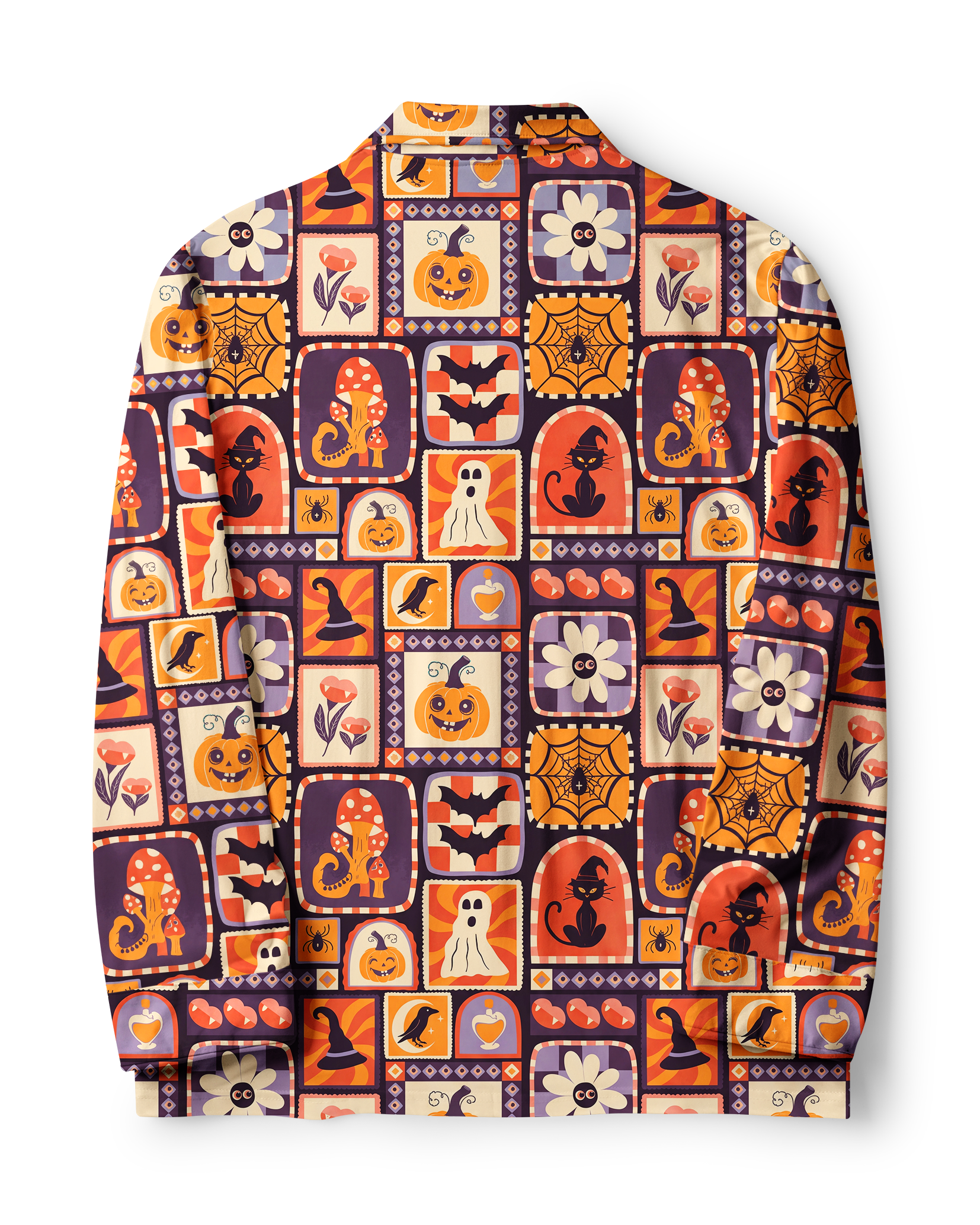 TheRetroTee Halloween Stamp Collage Vintage Pajama Set