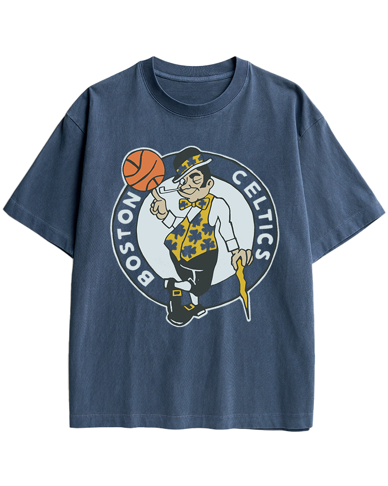 TheRetroTee Boston Leprechaun Basketball 1950s Cotton T-Shirt