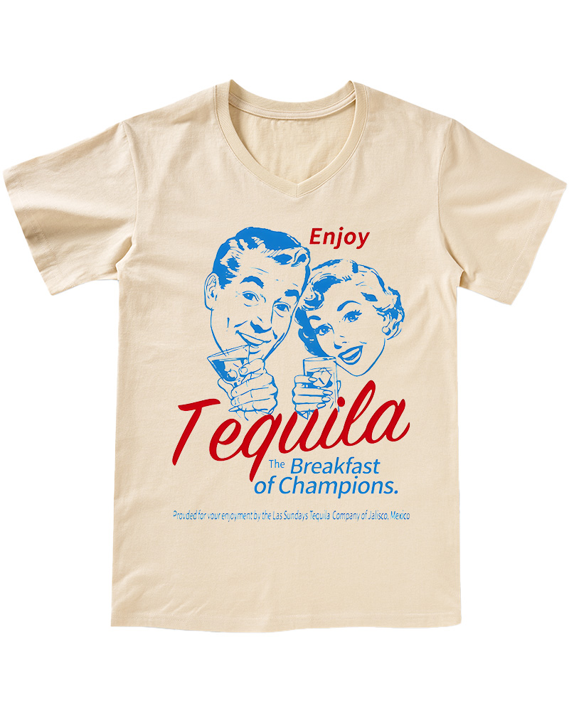 TheRetroTee Enjoy Tequila The Breakfast Of Champions V-neck T-Shirt