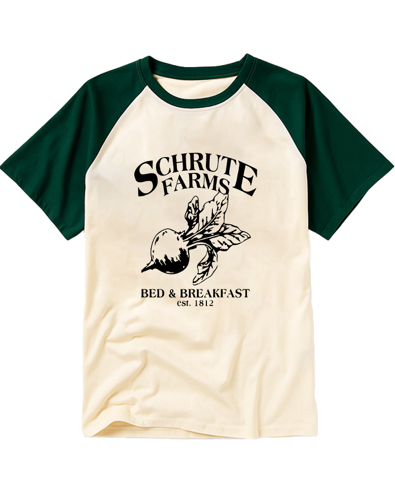 TheRetroTee Beetwood Acres Family Farm Raglan Baseball T-Shirt