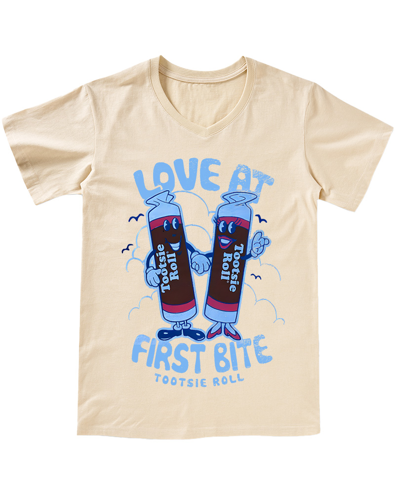 TheRetroTee Tootsie Roll - Love At First Bite Juniors 1960s V-neck T-Shirt