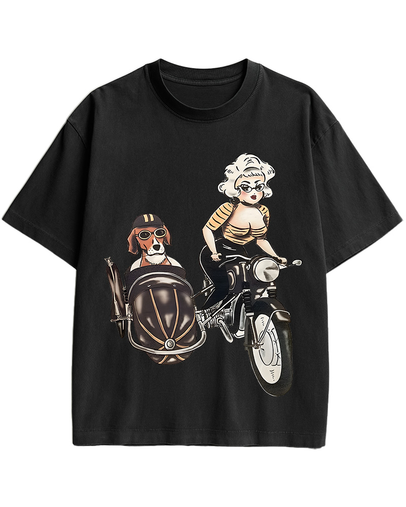 TheRetroTee On The Road Fitted 1950s Cotton T-Shirt