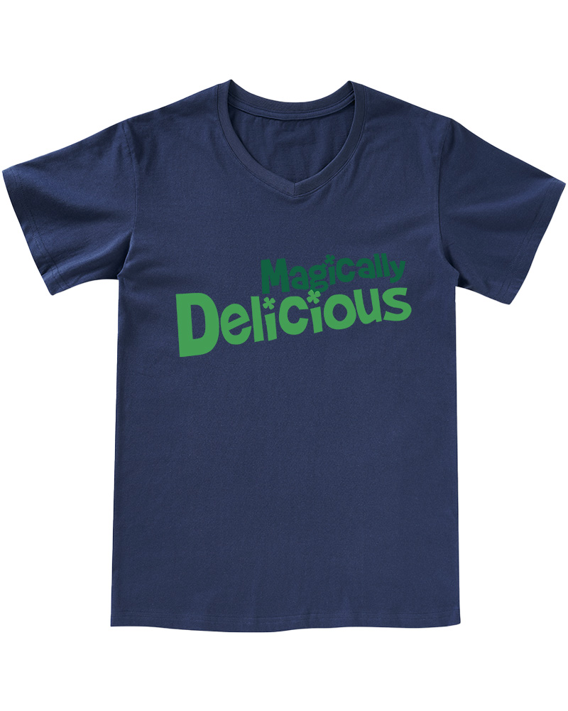 TheRetroTee Magically Delicious Juniors 1970s V-neck T-Shirt