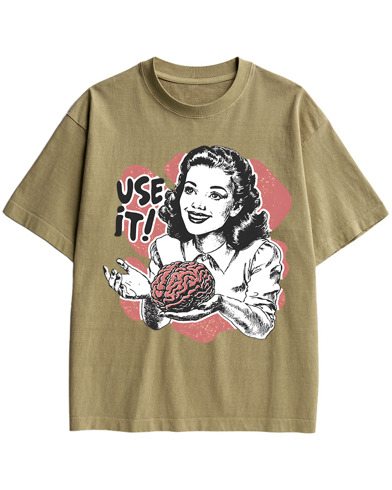 TheRetroTee Use Your Brain Sarcastic 1950s Cotton T-Shirt