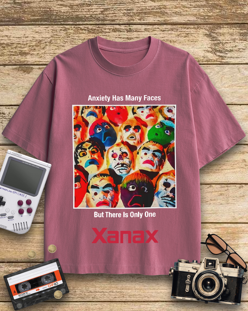 TheRetroTee Anxiety Has Many Faces Xanax 90's Vintage T-Shirt