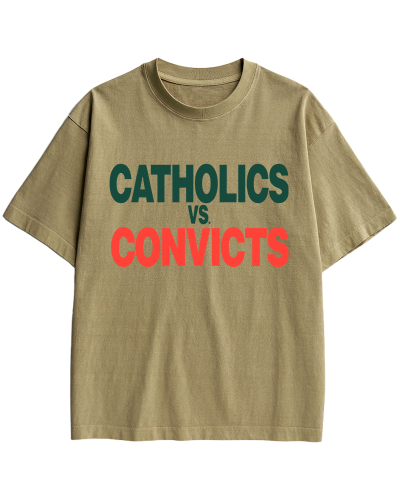 TheRetroTee Catholics vs Convicts 1980s Cotton T-Shirt