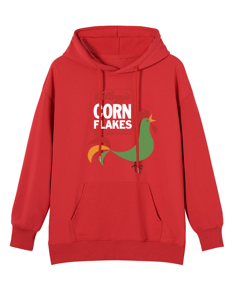 TheRetroTee Kellogg's Corn Flakes Cereal Rooster 1960s Cotton Hoodie