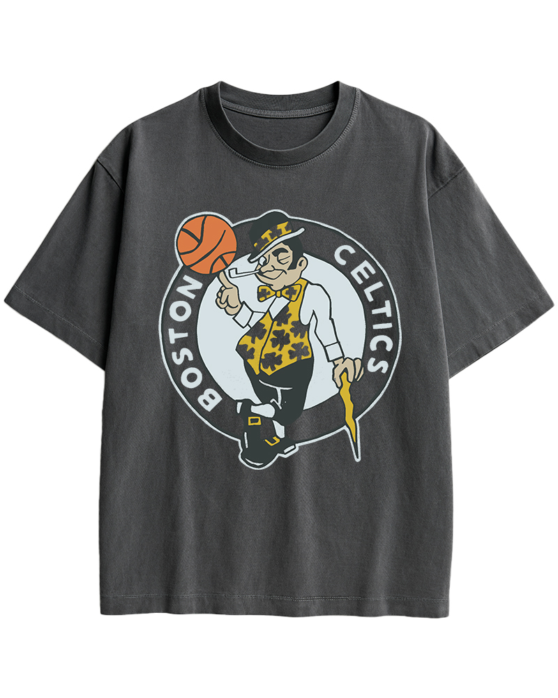 TheRetroTee Boston Leprechaun Basketball 1950s Cotton T-Shirt