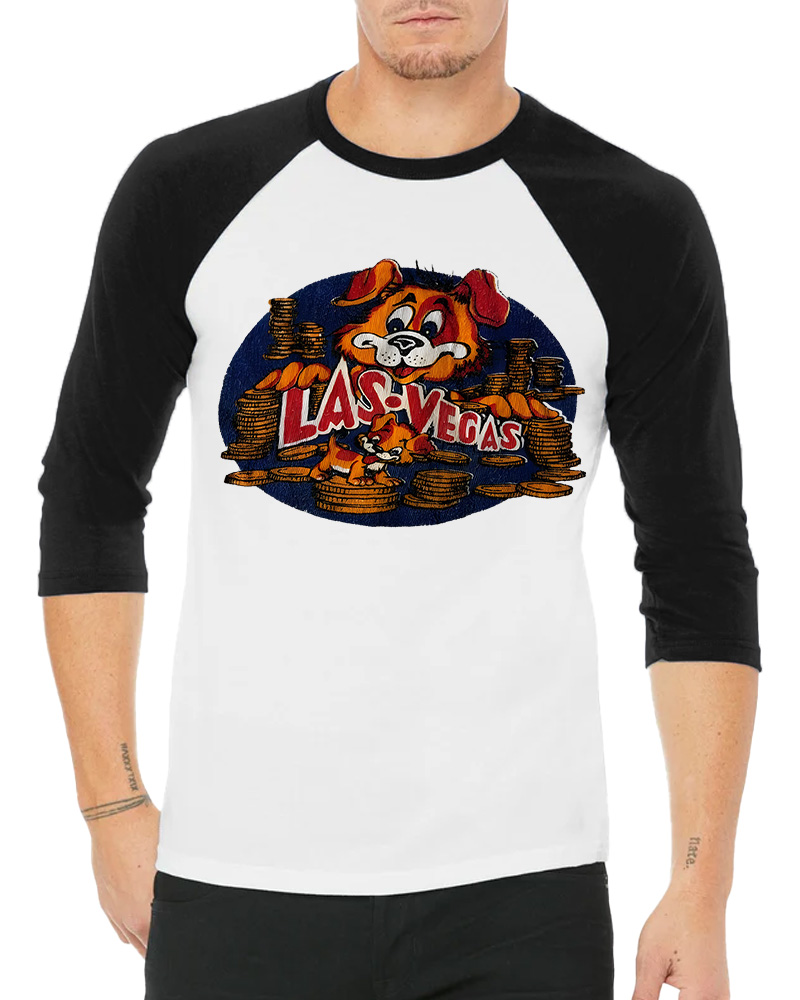 TheRetroTee 60s Las Vegas Dog Long Sleeve Raglan T-Shirt