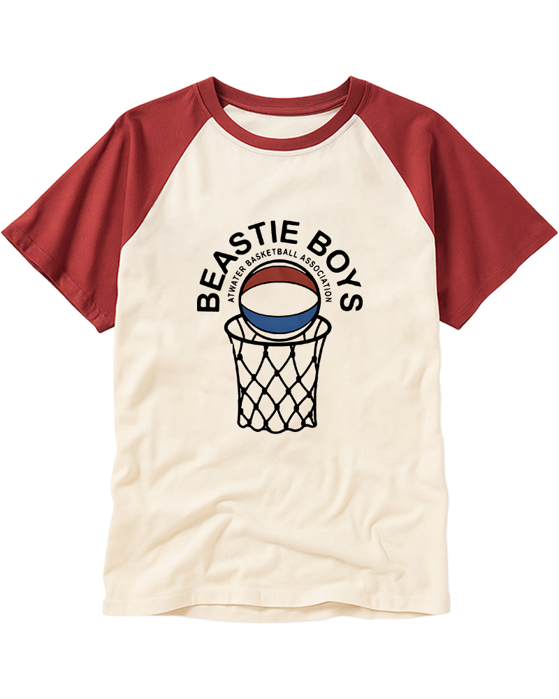 TheRetroTee Atwater Basketball Association Beastie Boys Raglan Baseball T-Shirt