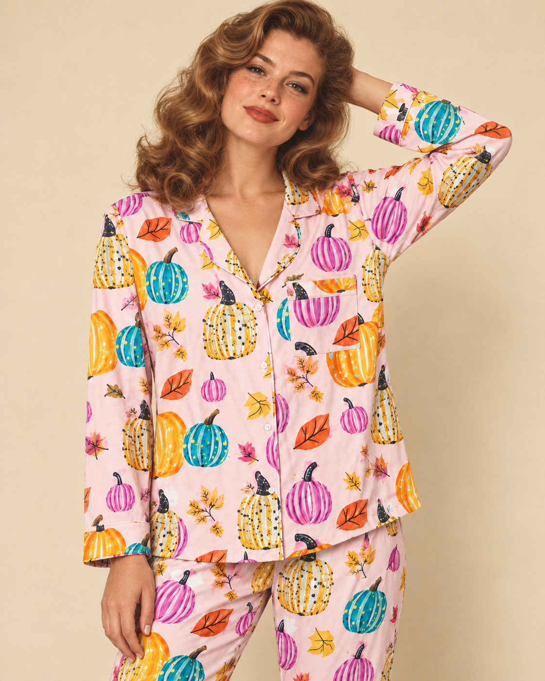 TheRetroTee Harvest Pumpkin Vintage Pajama Set