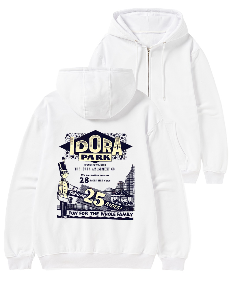 TheRetroTee Amusement Park Culture 1960s Zip-Up Hoodie