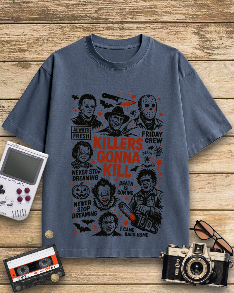 TheRetroTee Killers Gonna Kill 1980s Halloween Cotton T-Shirt