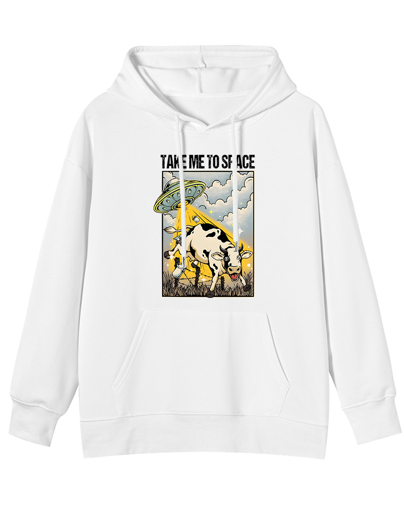 TheRetroHoodie Take Me To Space Cow Abduction 1990s Pin-up Hoodie