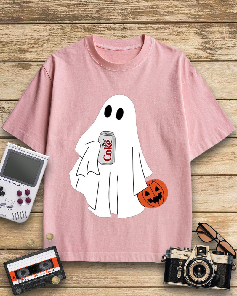 TheRetroTee Halloween Diet Coke Ghost 1980s Cotton T-Shirt