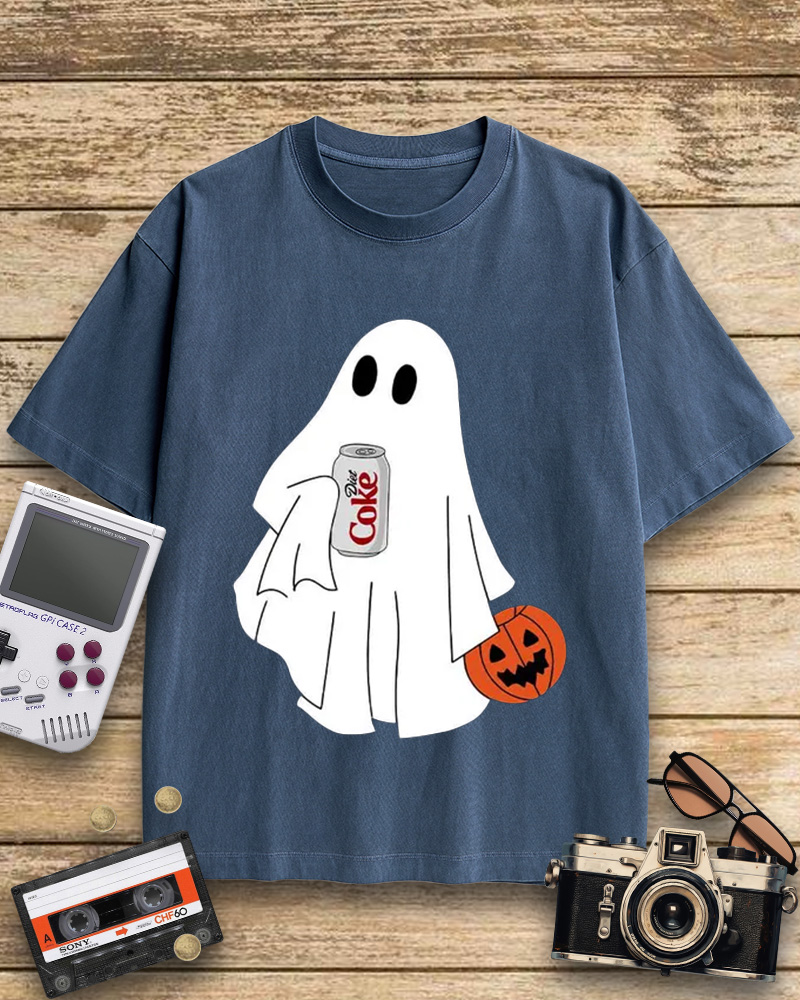 TheRetroTee Halloween Diet Coke Ghost 1980s Cotton T-Shirt