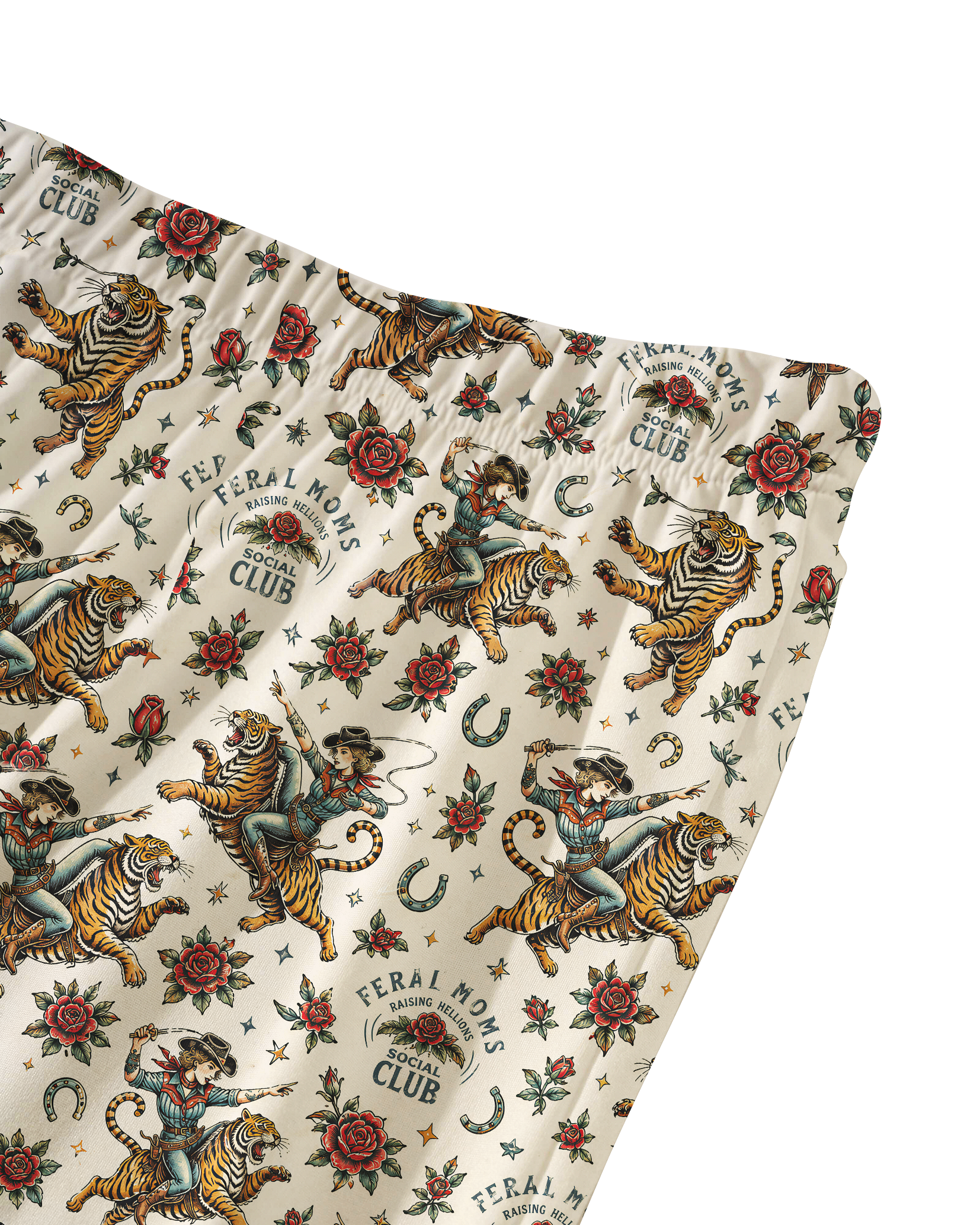 TheRetroTee Cowgirl Tiger Tattoo Vintage Pajama Set