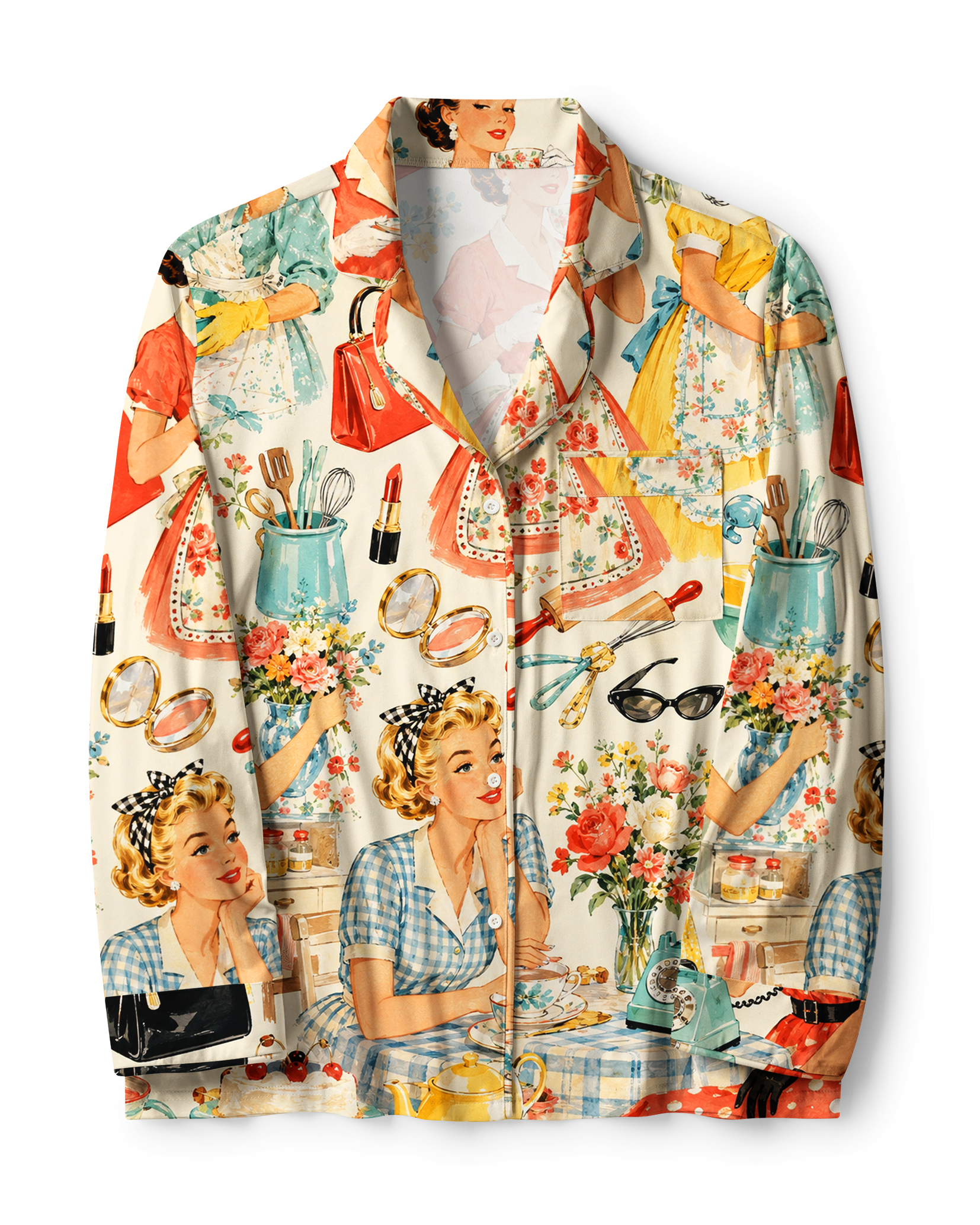 TheRetroTee  Housewife Pinup Vintage Pajama Set