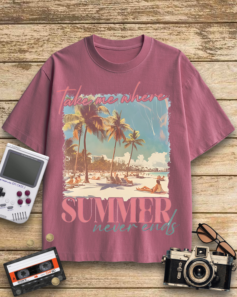 TheRetroTee Take Me Where Summer Never Ends Cotton T-Shirt