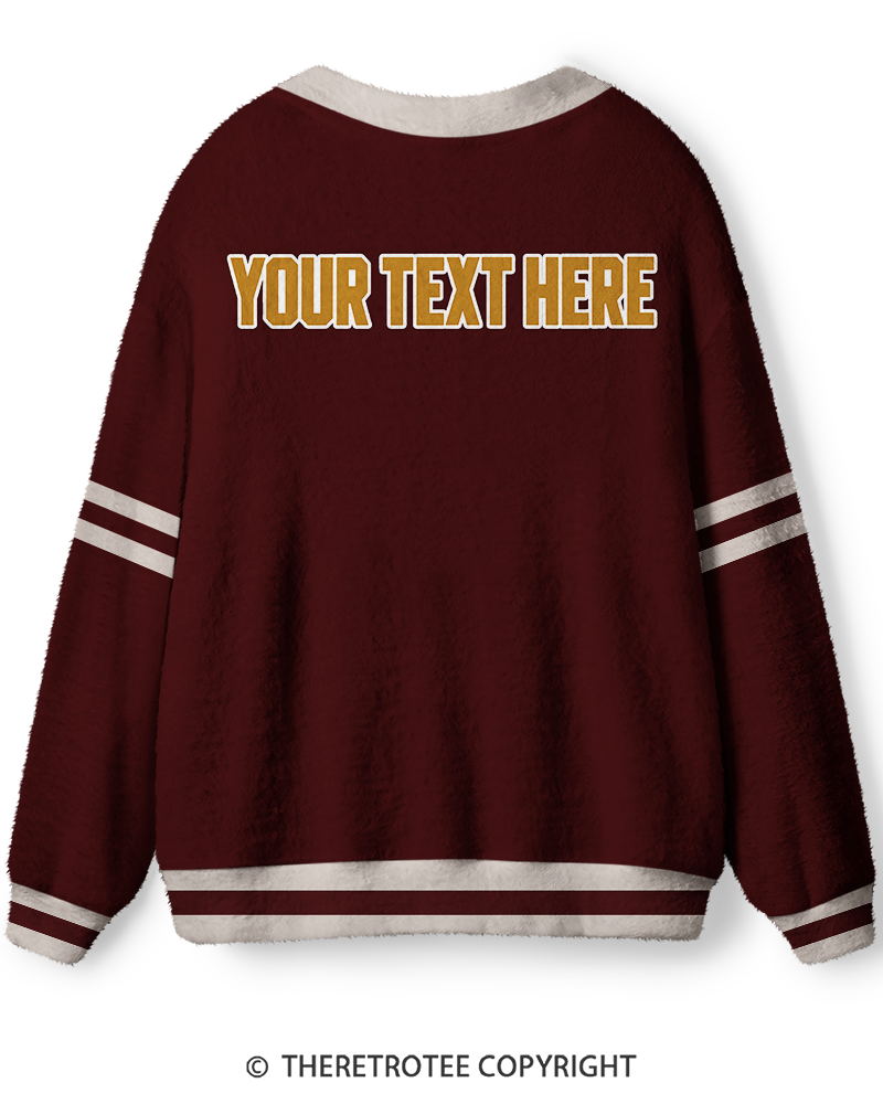TheRetroTee Personalized Vintage Varsity Memory Unisex Cardigan Sweater