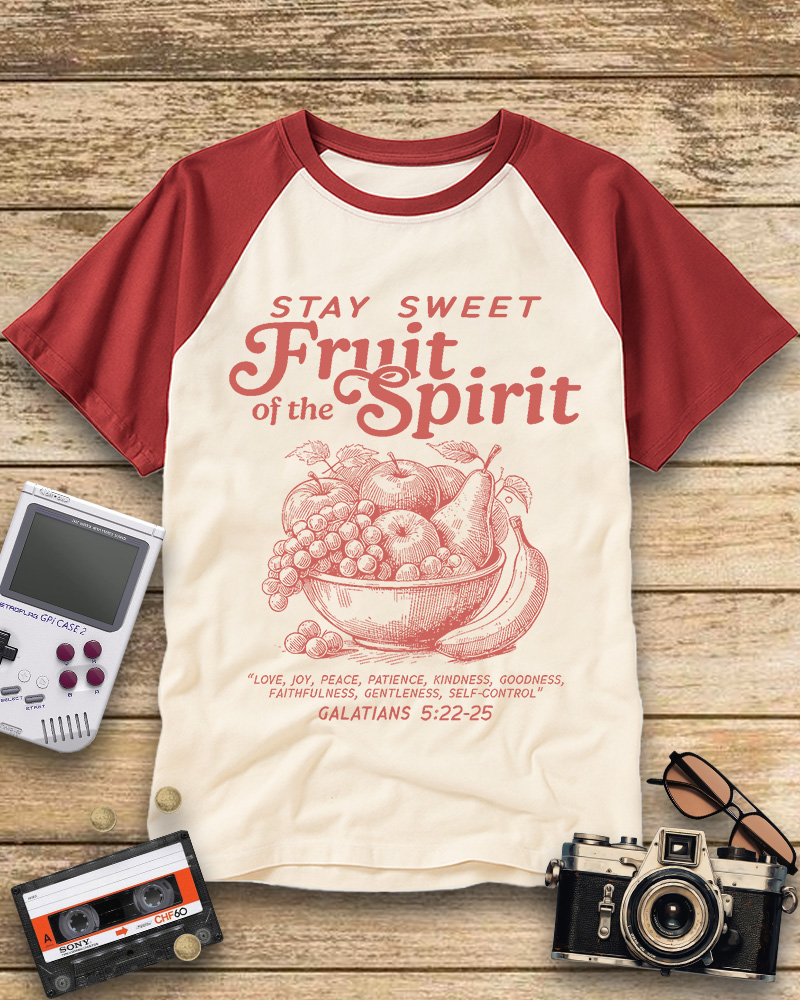 TheRetroTee Fruit of the Spirit Raglan Baseball T-Shirt