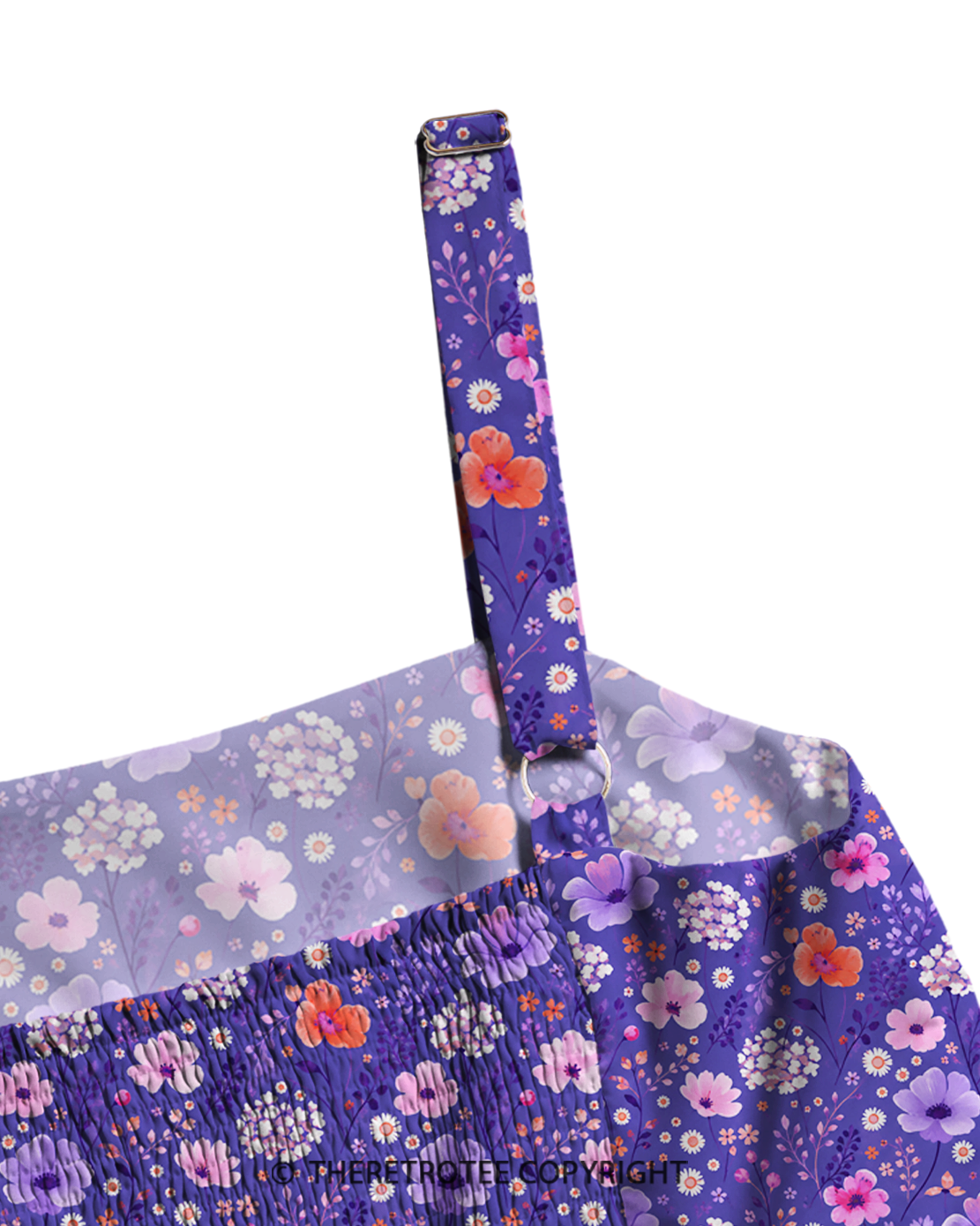 TheRetroTee Lavender Bloom Meadow 1970s Strappy Maxi Dress